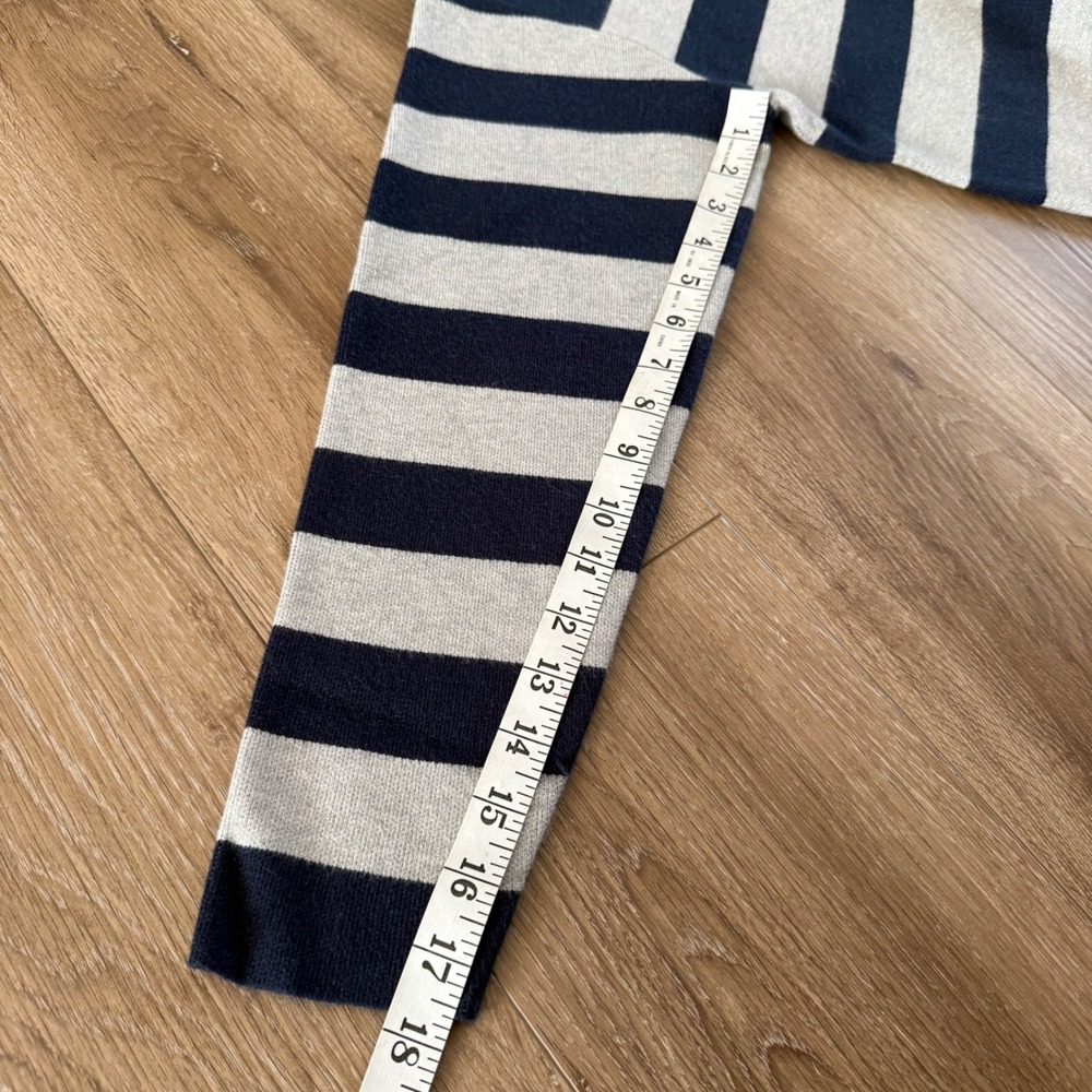 Maeve Anthropologie Striped Mock Neck Sweater Navy Blue Gray XS - Picture 6 of 6